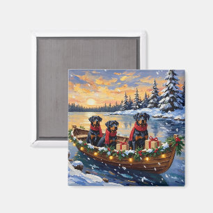 Rottweiler Christmas Boat Holiday Magnet