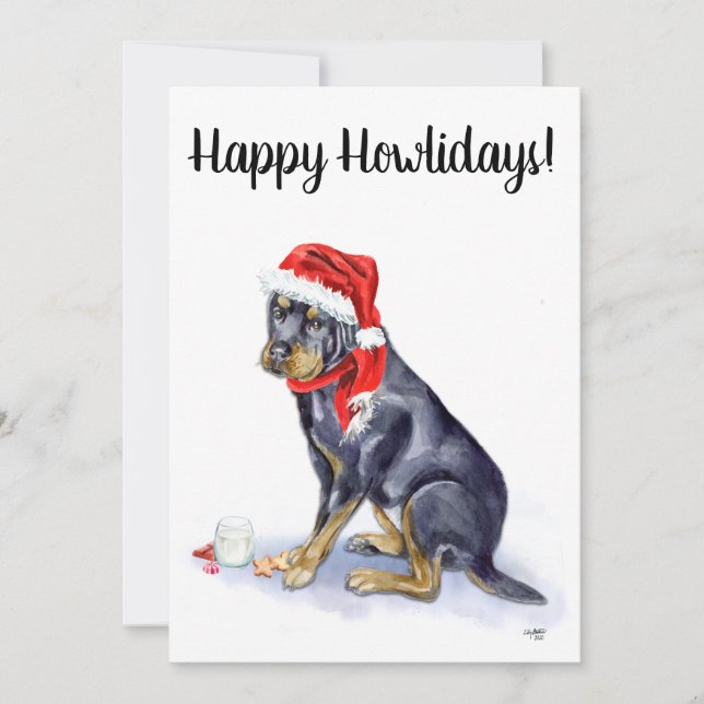 Rottweiler Christmas Card - Happy Howlidays! (Front)