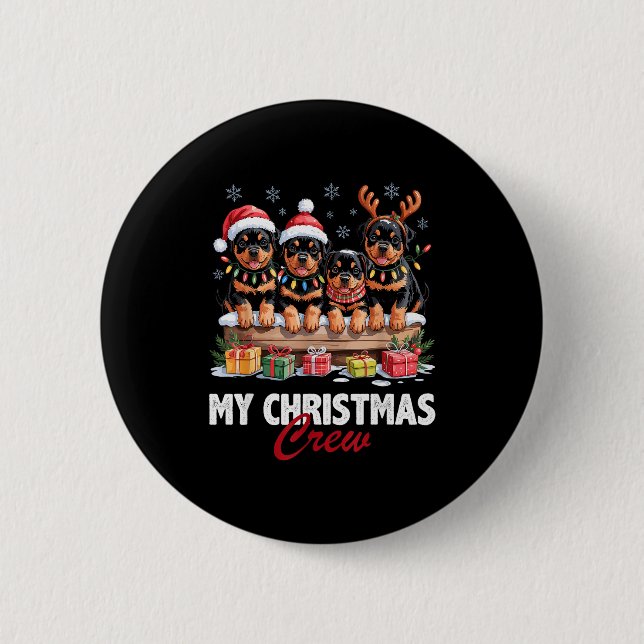 Rottweiler Christmas Crew Funny Dog Lovers Holiday 2 Inch Round Button (Front)
