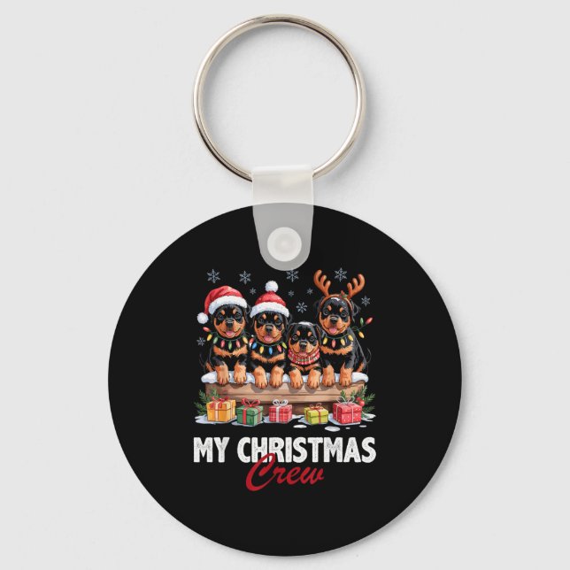 Rottweiler Christmas Crew Funny Dog Lovers Holiday Keychain (Front)