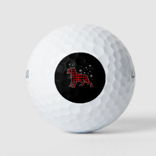 Rottweiler Christmas Dog Buffalo Plaid Golf Balls