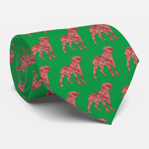 Rottweiler Christmas Dog Silhouette Green Neck Tie