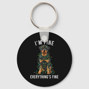 Rottweiler Christmas I'm Fine Everything Is Fine  Keychain