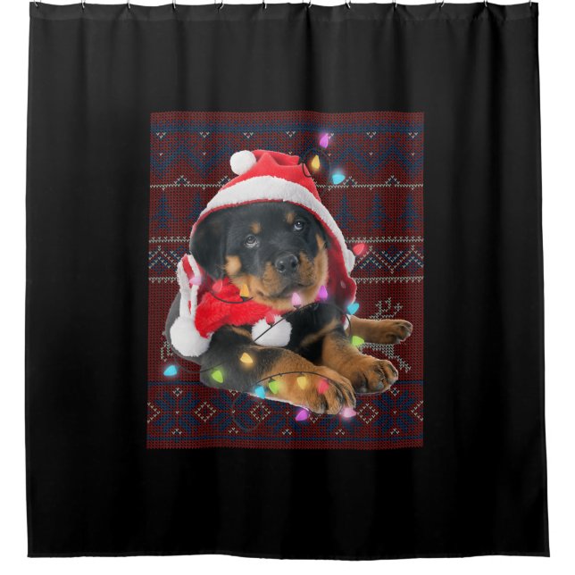Rottweiler Christmas Lights Ugly Sweater Dog Lover (Front)