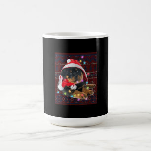 Rottweiler Christmas Lights Ugly Sweater Dog Lover Coffee Mug