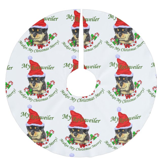 Rottweiler Christmas Merry Brushed Polyester Tree Skirt (Front)
