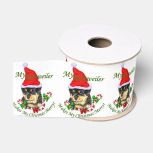 Rottweiler Christmas Merry Grosgrain Ribbon