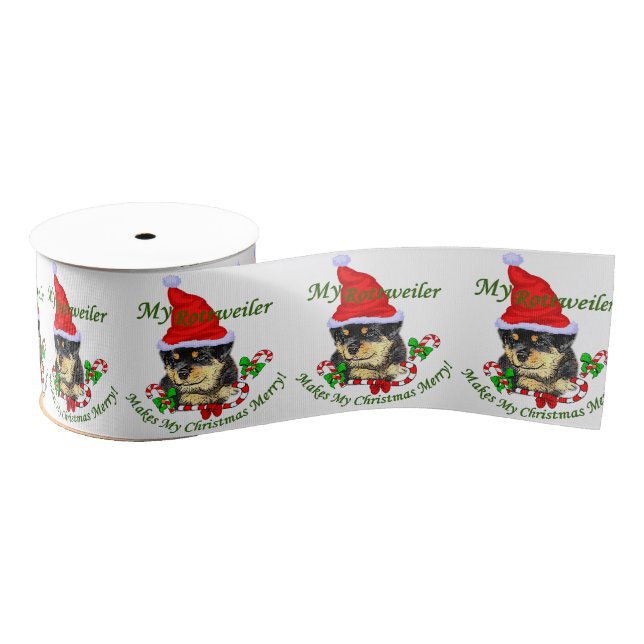 Rottweiler Christmas Merry Grosgrain Ribbon (Spool)