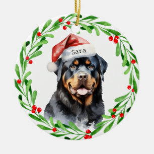 Rottweiler Christmas Personalized Monogram Name Ceramic Ornament
