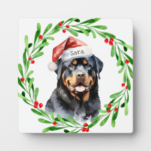 Rottweiler Christmas Personalized Monogram Name Plaque