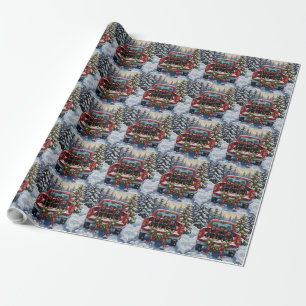 Rottweiler Christmas Red Truck Holiday Wrapping Paper