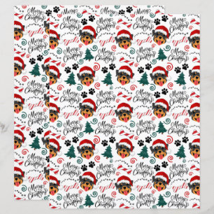 Rottweiler Christmas Scrapbook Paper in White