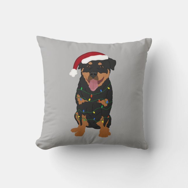 Rottweiler Christmas  Throw Pillow (Front)