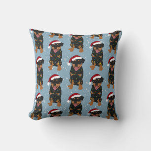 Rottweiler Christmas Throw Pillow