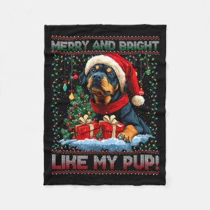 Rottweiler Christmas Tree Decorations Dog Lover Xm Fleece Blanket