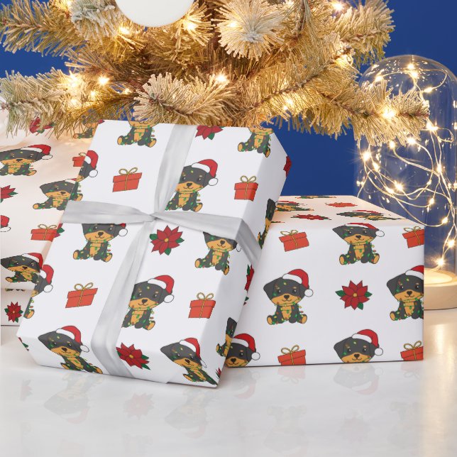 Rottweiler Christmas Winter Cute Dogs Holiday Wrapping Paper (Holidays)