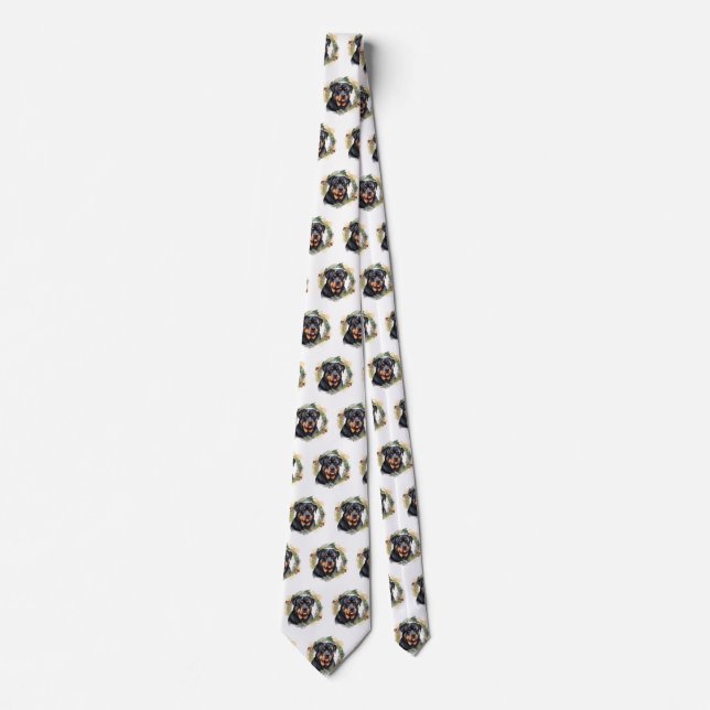 Rottweiler Christmas Wreath Festive Pup Tie (Front)