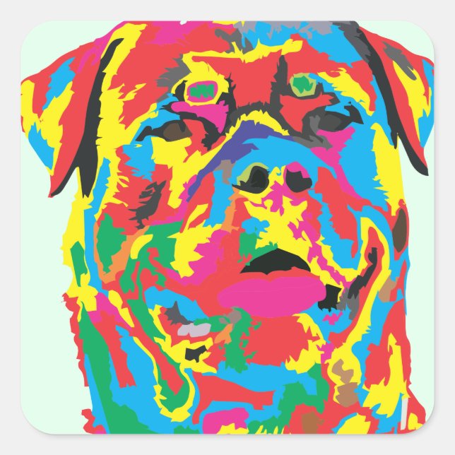 rottweiler colour square sticker (Front)