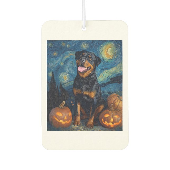 Rottweiler Cute Dog Halloween Jack O Lantern Pumpk Air Freshener (Front)