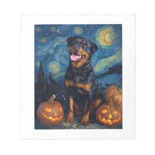 Rottweiler Cute Dog Halloween Jack O Lantern Pumpk Notepad