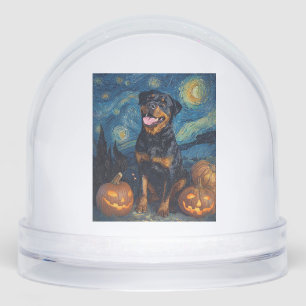 Rottweiler Cute Dog Halloween Jack O Lantern Pumpk Snowglobe