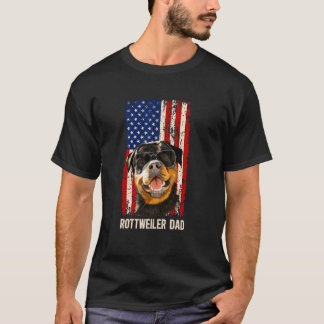 Rottweiler Dad Of A Rottie Dad US Flag Rottie Fath T-Shirt