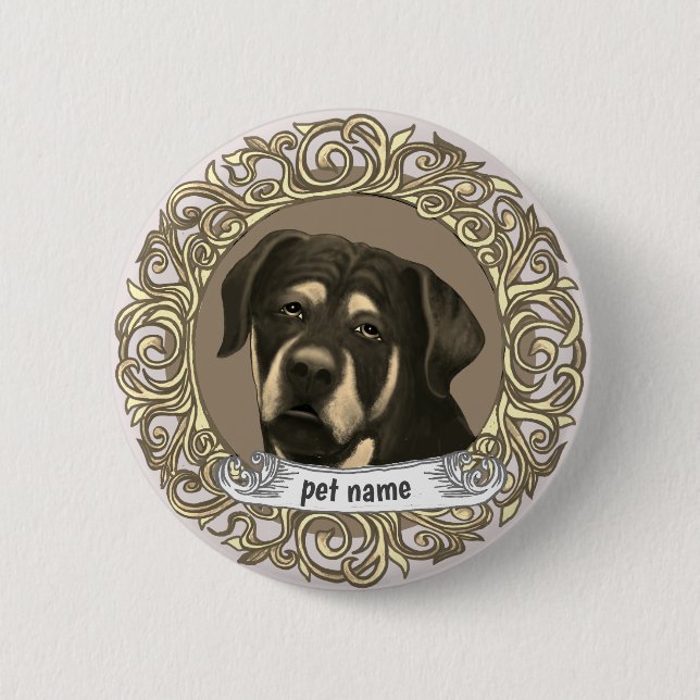 Rottweiler Dog  2 Inch Round Button (Front)
