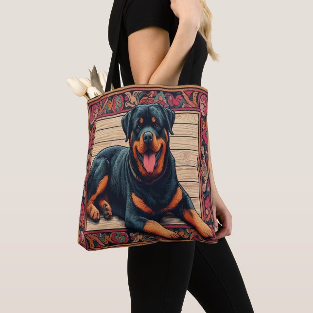 Rottweiler Dog 3D Stylish Colourful Border Tote Bag (Close Up)