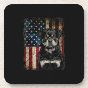 rottweiler dog 4th of july american flag patriotic coaster