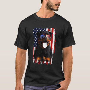 Rottweiler Dog American Flag 4th Of July Independe T-Shirt