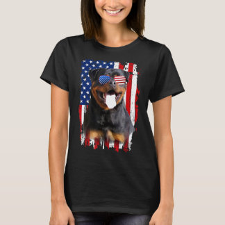 Rottweiler Dog American Flag 4th Of July Independe T-Shirt