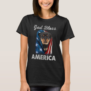 Rottweiler Dog American USA Flag 4th of July Dog   T-Shirt