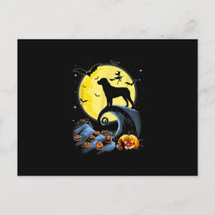 rottweiler dog and moon funny halloween costume holiday postcard