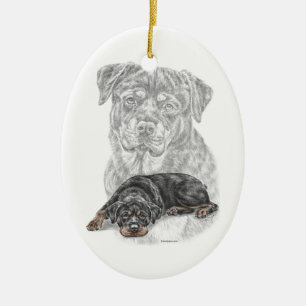 Rottweiler Dog Art Ceramic Ornament