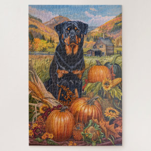 Rottweiler Dog Autumn Harvest Thanksgiving  Jigsaw Puzzle