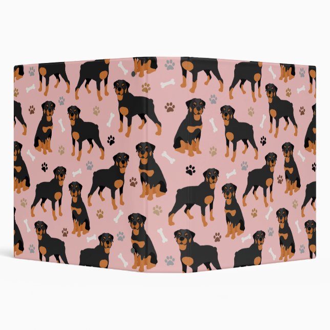 Rottweiler Dog Bones and Paws 3 Ring Binder (Background)