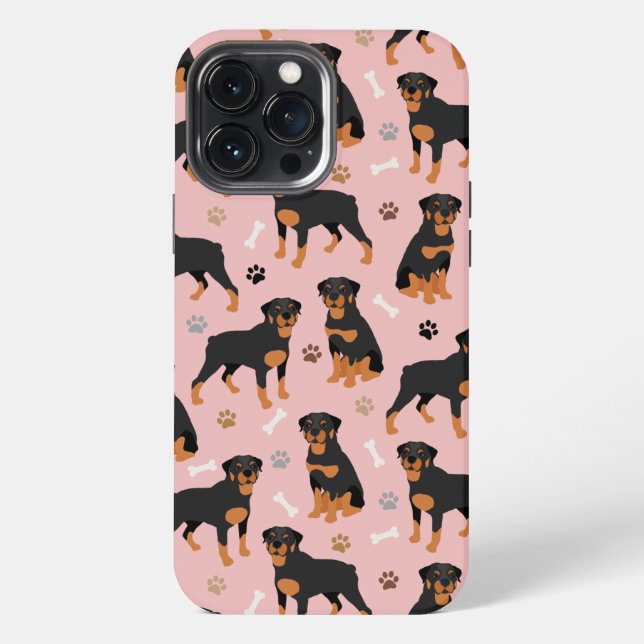 Rottweiler Dog Bones and Paws iPhone Case (Back)