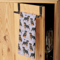 Rottweiler Dog Bones and Paws Kitchen Towel