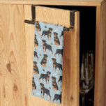 Rottweiler Dog Bones and Paws Kitchen Towel<br><div class="desc">Cute Rottweiler dogs sit and stand with black and tan coats with scattered dog bones and pawprints pattern.</div>