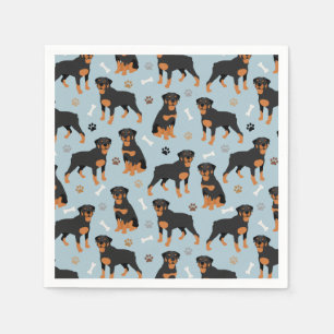Rottweiler Dog Bones and Paws Napkin