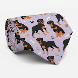 Rottweiler Dog Bones and Paws Neck Tie