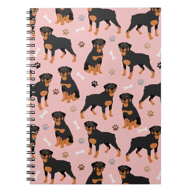 Rottweiler Dog Bones and Paws Notebook (Front)