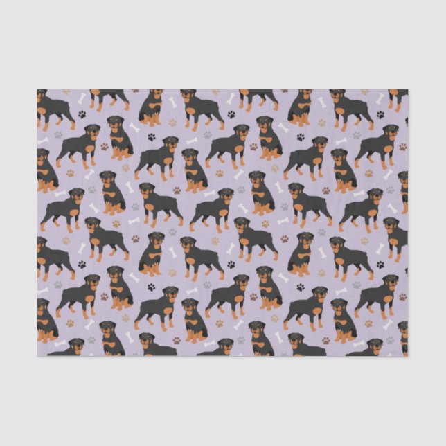 Rottweiler Dog Bones and Paws Tissue Paper (Front)