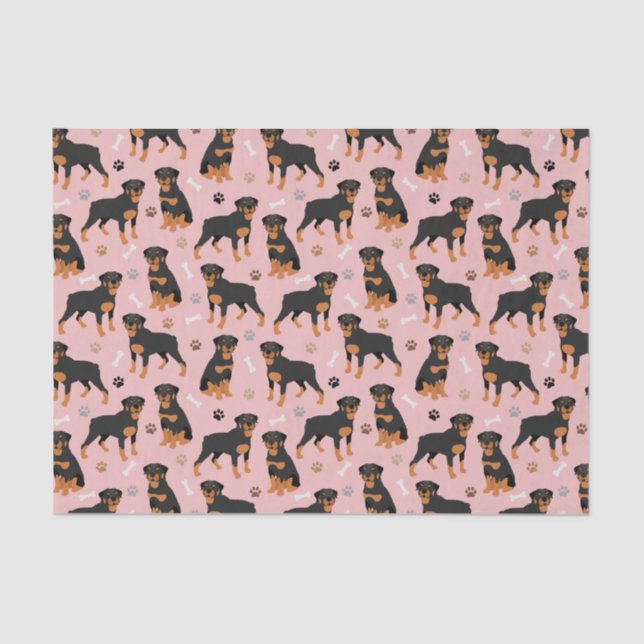 Rottweiler Dog Bones and Paws Tissue Paper (Front)