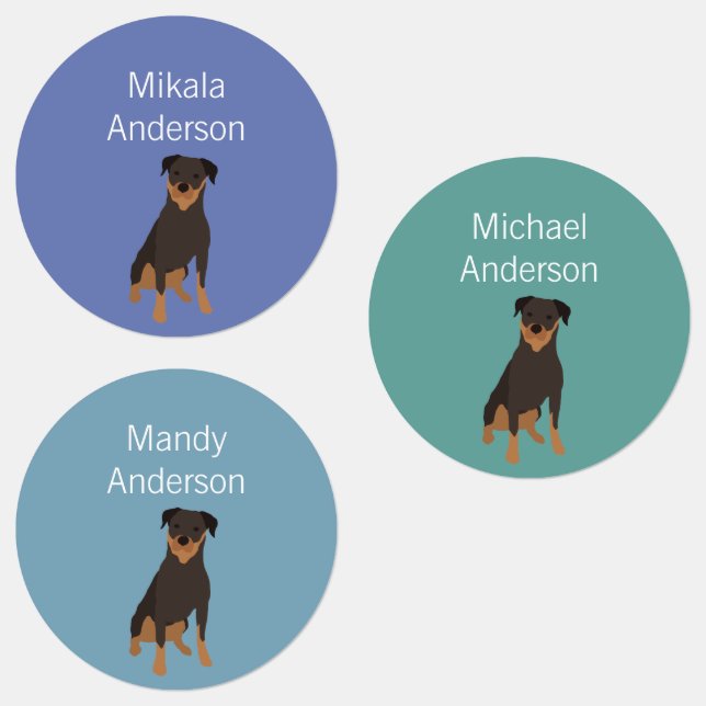 Rottweiler dog breed colors waterproof label (Group)