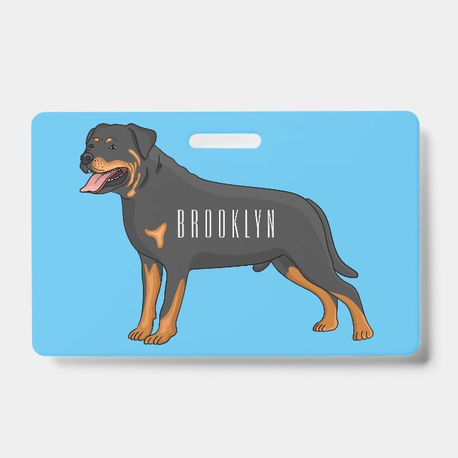 Rottweiler dog cartoon illustration  badge (Front)