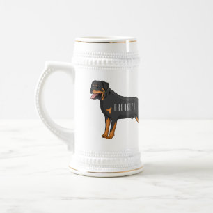 Rottweiler dog cartoon illustration beer stein