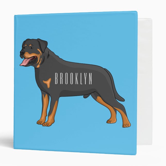 Rottweiler dog cartoon illustration binder (Front/Inside)