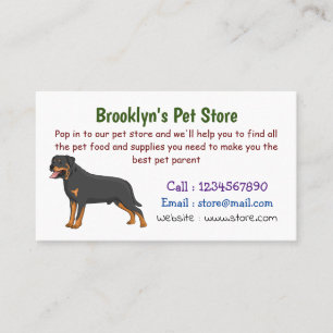 Rottweiler dog cartoon illustration business card