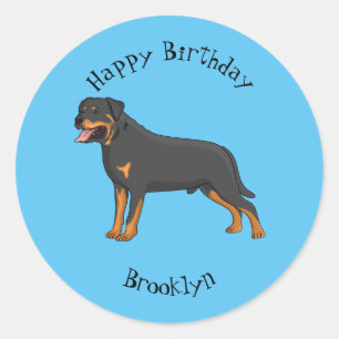 Rottweiler dog cartoon illustration classic round sticker